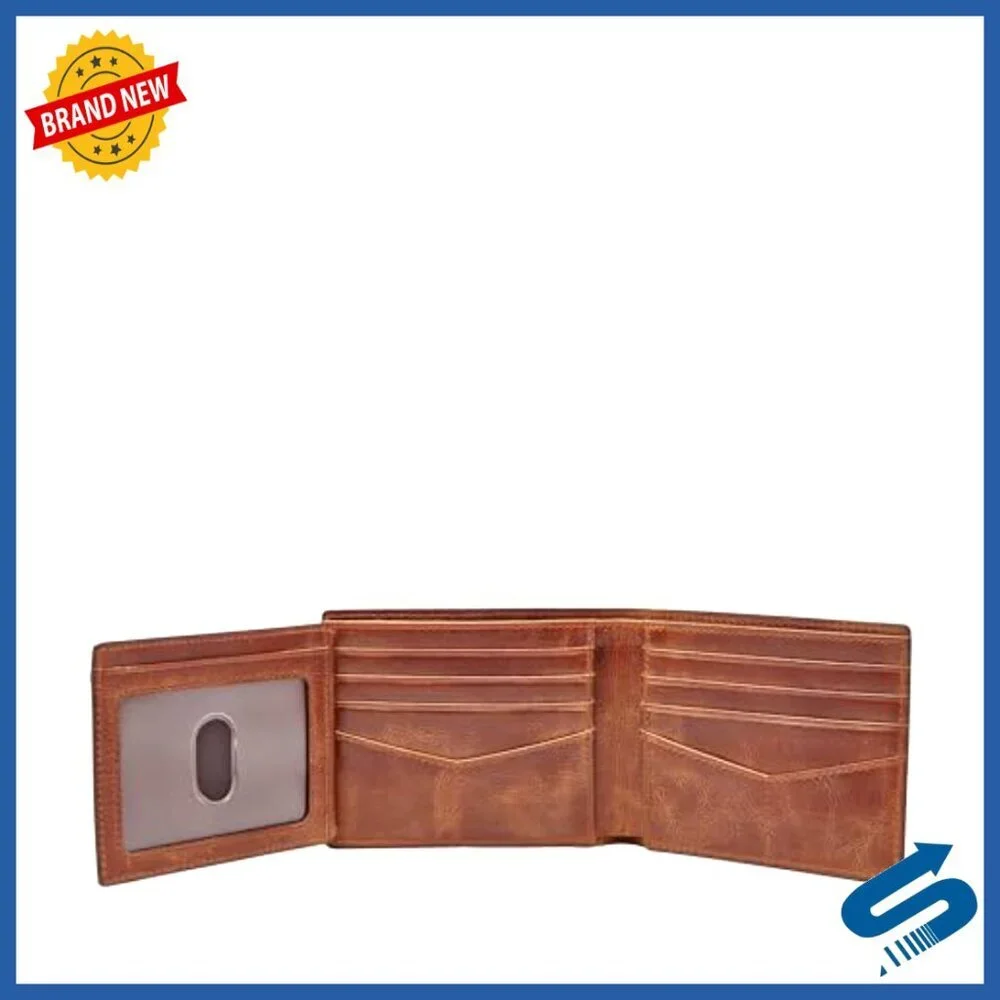 Men's RFID-Blocking Leather Bifold Wallet with ID Window